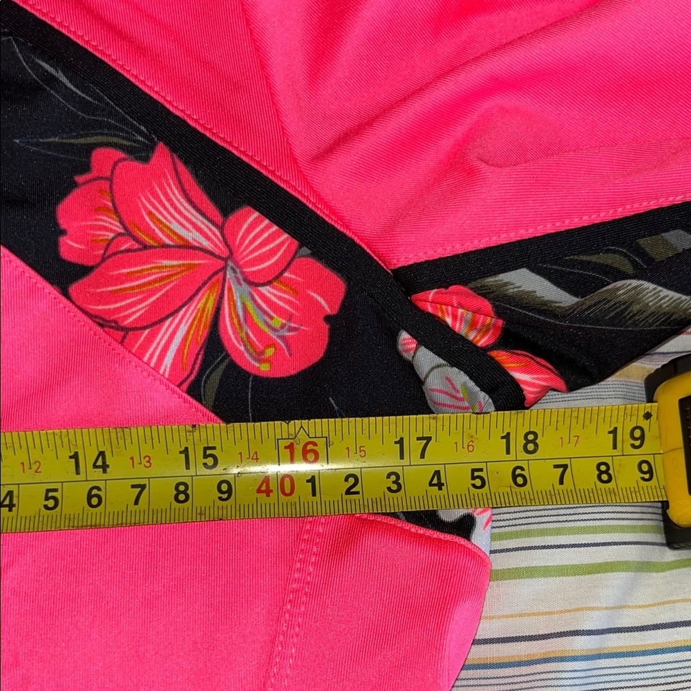 Tail Neon Pink Floral-Trim Quarter-Zip Golf Athletic Pullover S - Picture 6 of 8